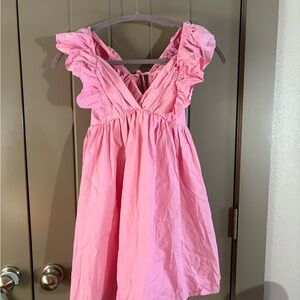 Pink Ruffled Sleeveless Dress
